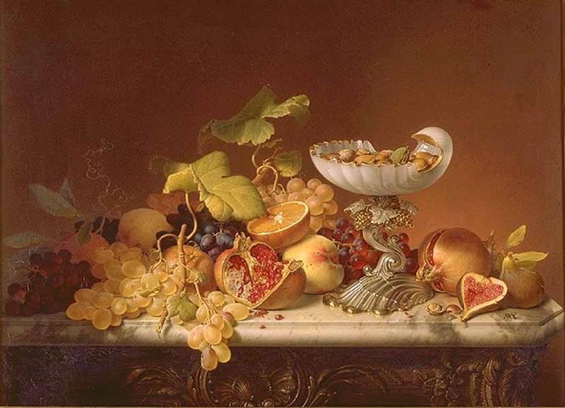 Johann Wilhelm Preyer Sudfruchte mit Milchglasschale in Muschelform China oil painting art